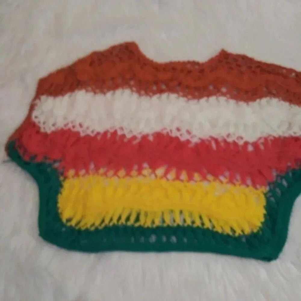 Fashion Model Colorful Crochet Mesh Knit Hippie Boho Festival Cover One Size